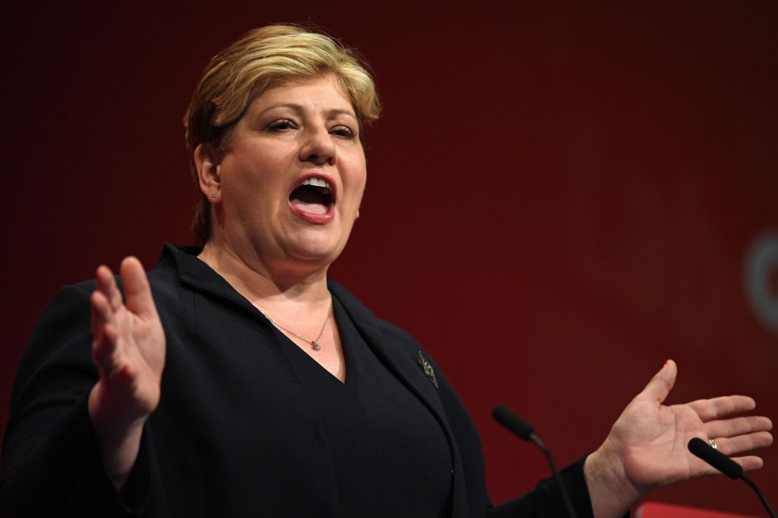 Labour shadow foreign secretary Emily Thornberry delivers a speech at the conference.
