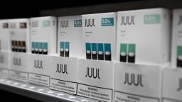 Menthol pods for Juul Labs Inc. e-cigarettes are displayed for sale at a store in Princeton, Illinois, U.S., on Monday, Sept. 16, 2019. Faced with a worsening epidemic of teenage vaping and a mysterious illness stalking users of cigarette alternatives, the Trump administration promised to ratchet up its oversight of a burgeoning but increasingly troubled industry. Photographer: Daniel Acker/Bloomberg via Getty Images