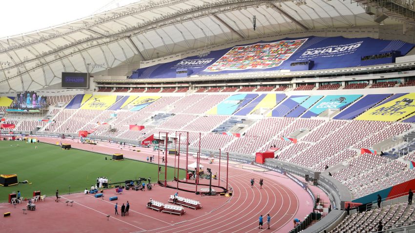 DOHA, QATAR - SEPTEMBER 25: A general view prior to the 17th IAAF World Athletics Championships Doha 2019 at Khalifa International Stadium on September 25, 2019 in Doha, Qatar. (Photo by Getty Images/Getty Images for IAAF)