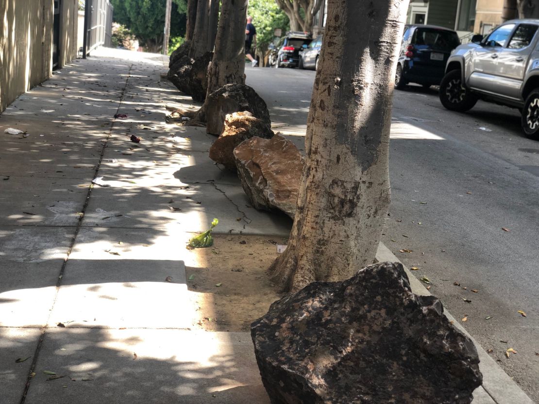 The boulders cost neighbors about $2,000 for 24.