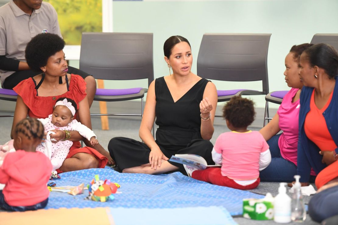 Meghan attends the mothers2mothers event in South Africa on Wednesday afternoon. 