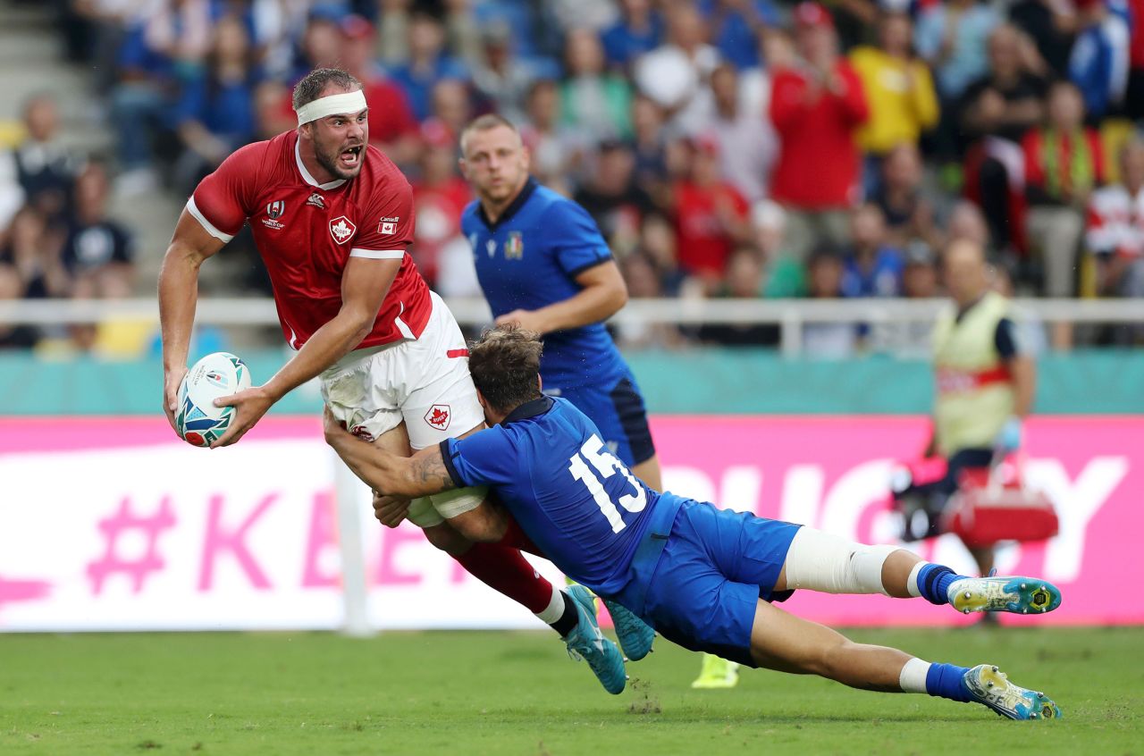 Italy ran in seven tries during the game, though Canada spurned a number of try scoring opportunities.