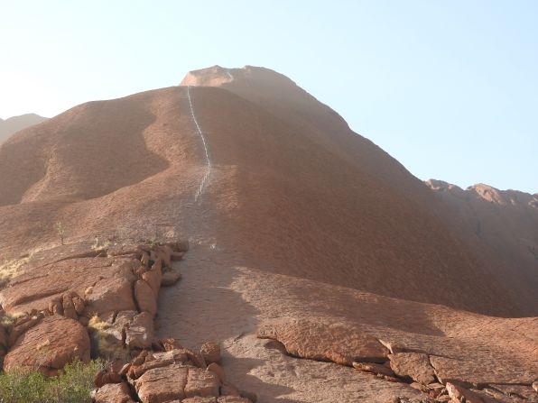 <strong>Chain to be removed: </strong>A chain handhold was added to Uluru in 1964 and extended in 1976 to make the hour-long climb easier. Once the ban kicks in, "the area will be zoned off as a no-access area and soon after that the climb chain will be slowly removed," said park manager Mike Misso. 