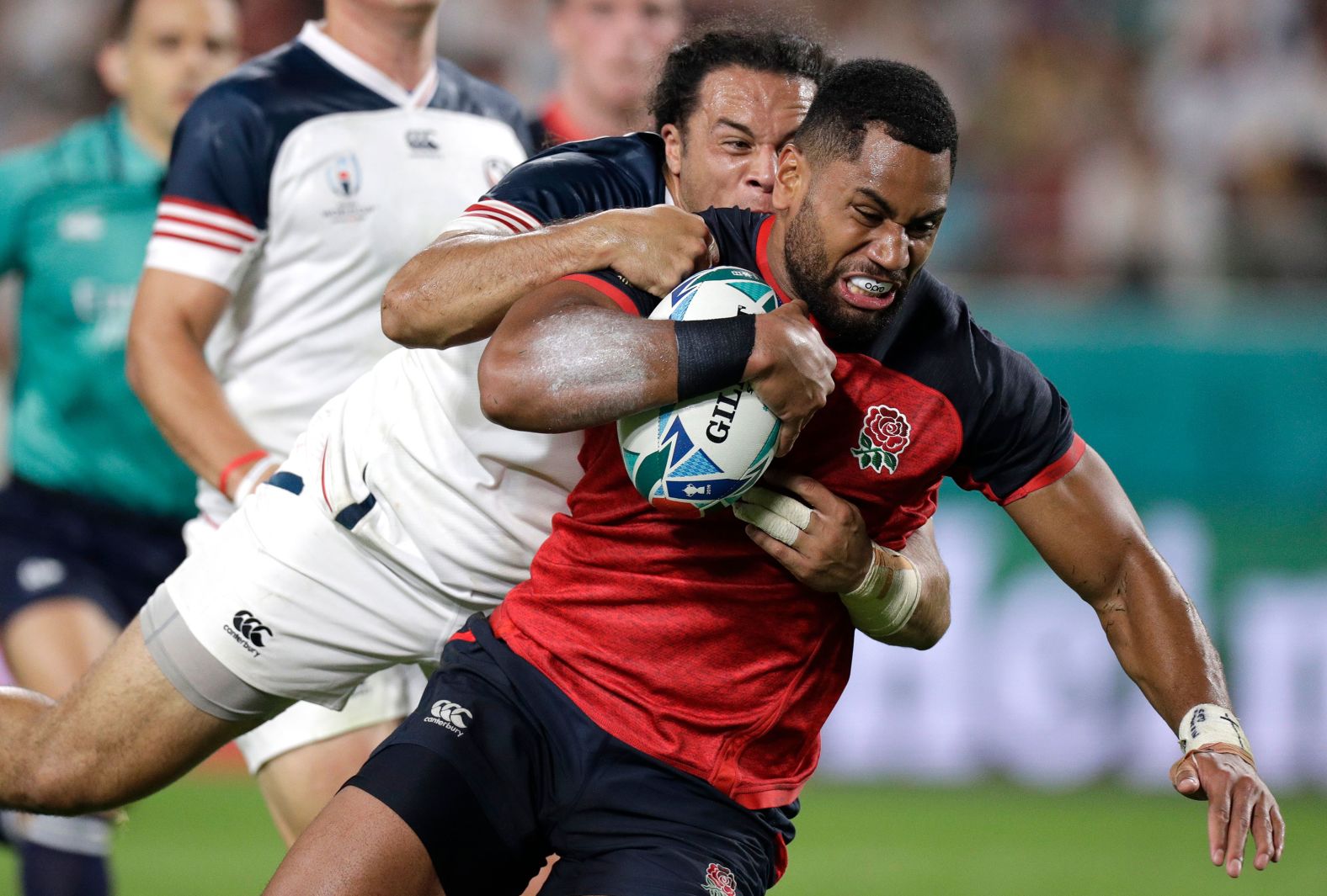 England ran in seven tries, including two from Joe Cokanasiga.