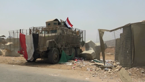 A US-made BAE Caiman MRAP vehicle captured by Yemeni army forces from separatist groups in Shabwah, southern Yemen. Photographed in September 2019.