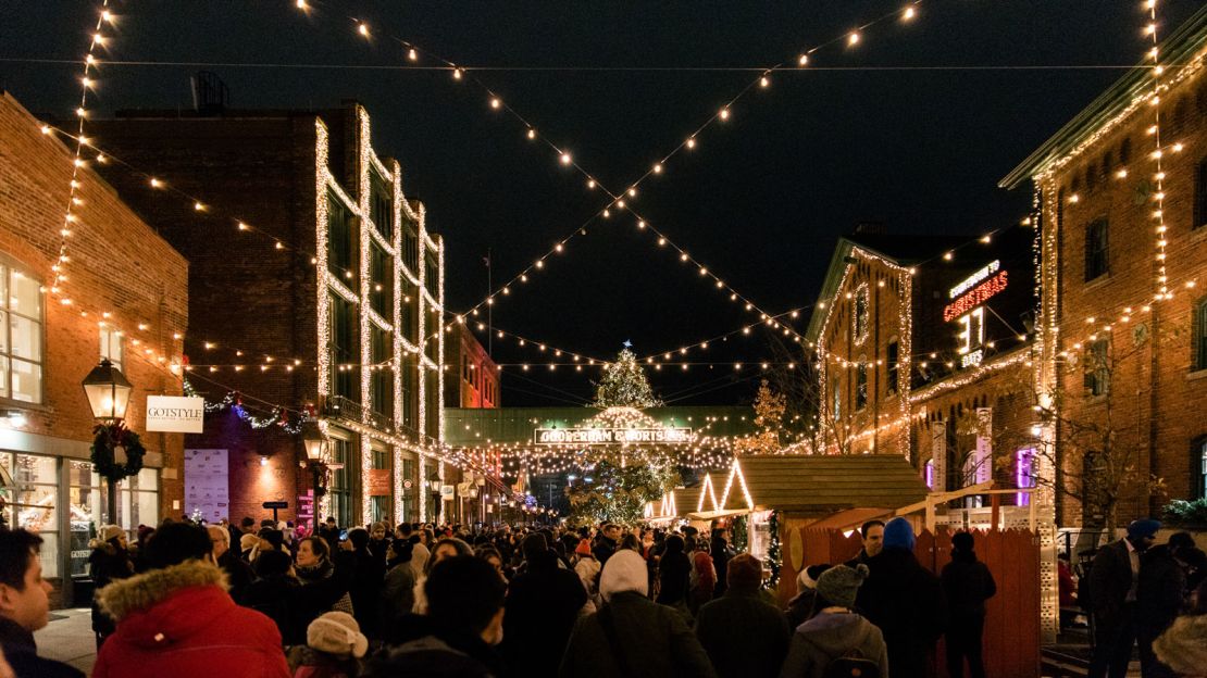 Toronto Christmas Market is held in the pedestrian-only Distillery District.