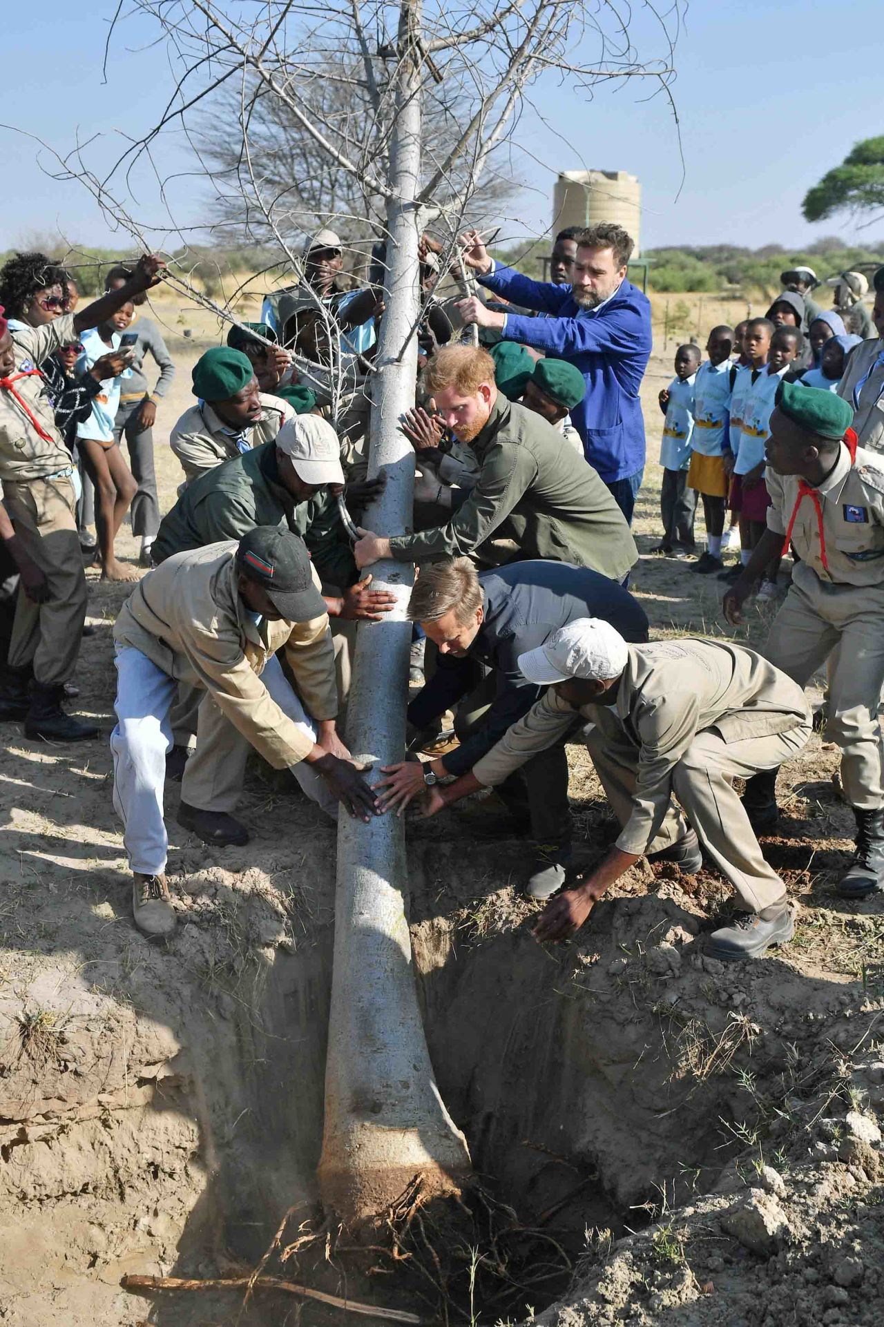 Harry helps to plant a tree at the Chobe Tree Reserve in Botswana on September 26. In an <a href="https://edition.cnn.com/2019/09/26/africa/prince-harry-climate-change-botswana-intl-gbr/index.html" target="_blank">interview with CNN along the banks of the Chobe River,</a> Harry expressed support for ongoing global climate strikes: "The world's children are striking. It is an emergency, a race against time and one in which we are losing."