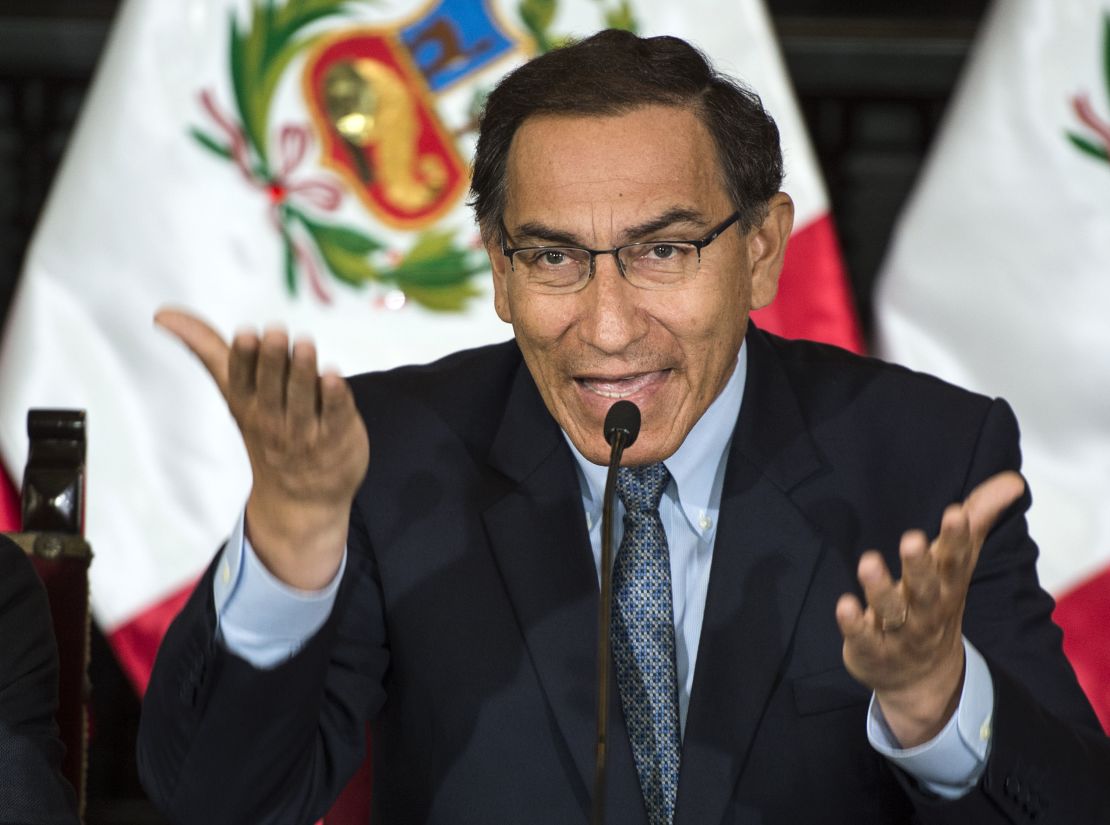 Peruvian President Martin Vizcarra speaks in October 2018. 