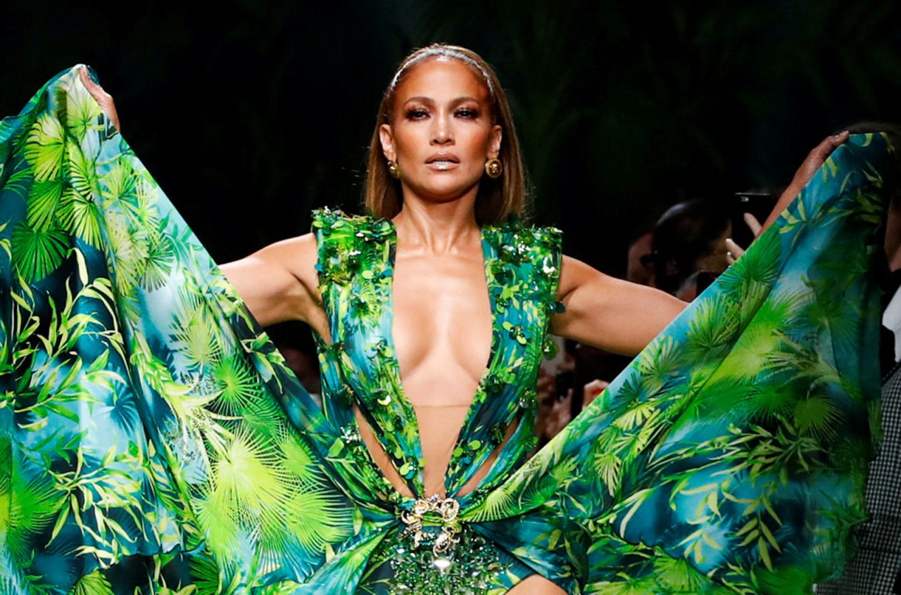 Jennifer Lopez closes out a Versace fashion show Friday, September 20, with <a href="https://www.cnn.com/style/article/jennifer-lopez-versace-dress-jungle-iconic-trnd/index.html" target="_blank">an updated version of the famous dress</a> she wore to the 2000 Grammy Awards. <a href="http://www.cnn.com/style/gallery/milan-fashion-week-spring-summer-2020/index.html" target="_blank">Photos: Highlights from Milan Fashion Week</a>