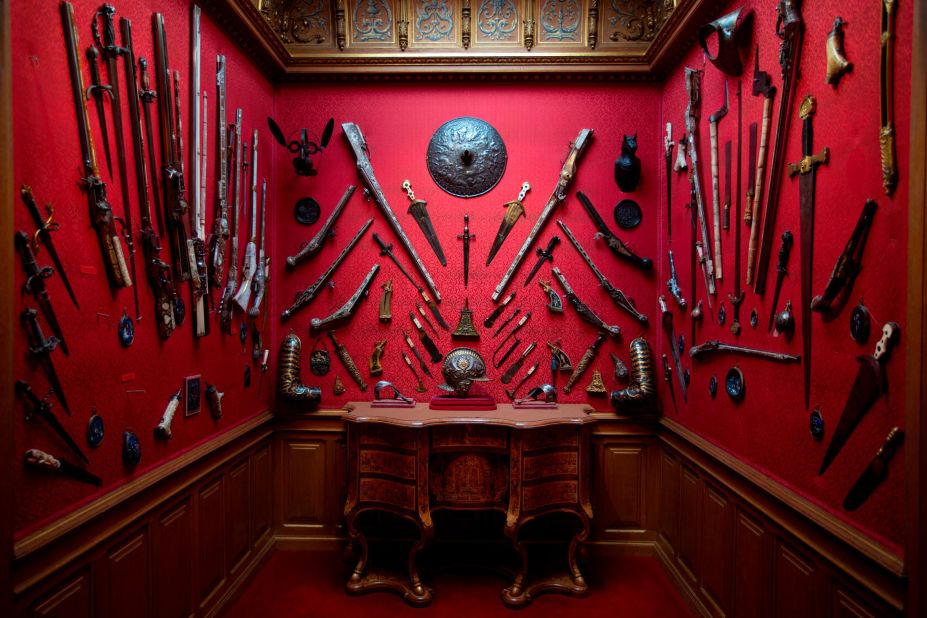 Miss Alice, as she was known, collected pipes and match boxes, as well as 16th and 17th century arms and armor, assembled to furnish the Bachelors' Wing at Waddesdon. The Bachelor's Wing was the part of the house used by male guests during house party weekends. 