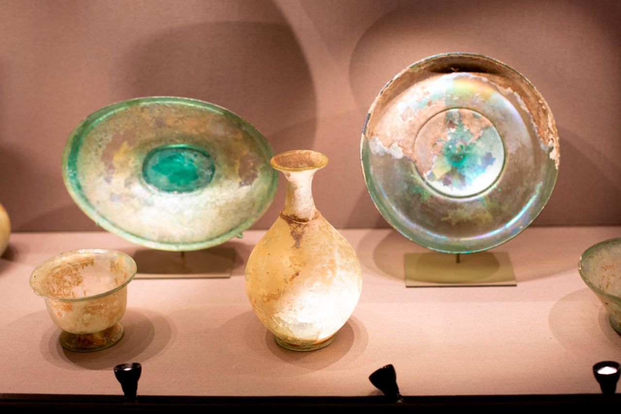 The Rothschilds have sponsored archaeological excavations in the Middle East. Ancient glasswork, acquired by Baron Edmond in the late 19th century, form part of the displays, dating back as far as the 1st-century CE.