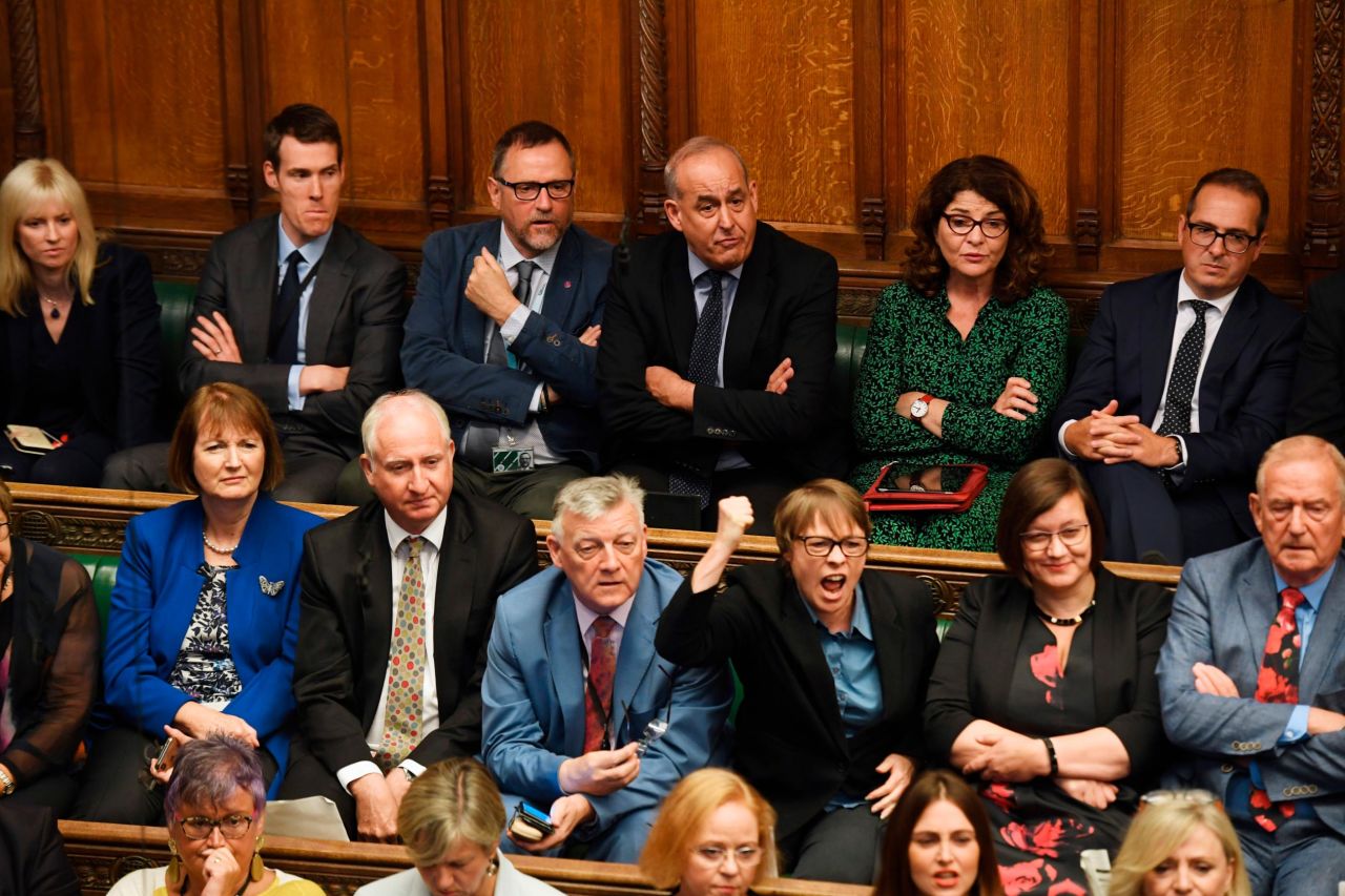 Opposition members of UK's Parliament watch Attorney General Geoffrey Cox speak on Wednesday, September 25. <a href="https://edition.cnn.com/uk/live-news/boris-johnson-parliament-returns-dle-intl/h_b5d73085e6dc927b619aba884229f5d5" target="_blank">Cox called Parliament a disgrace,</a> saying it is too cowardly to call for a snap general election. Parliament members had just returned to the House of Commons after a landmark ruling that saw Prime Minister Boris Johnson's suspension of Parliament declared unlawful by the Supreme Court. 