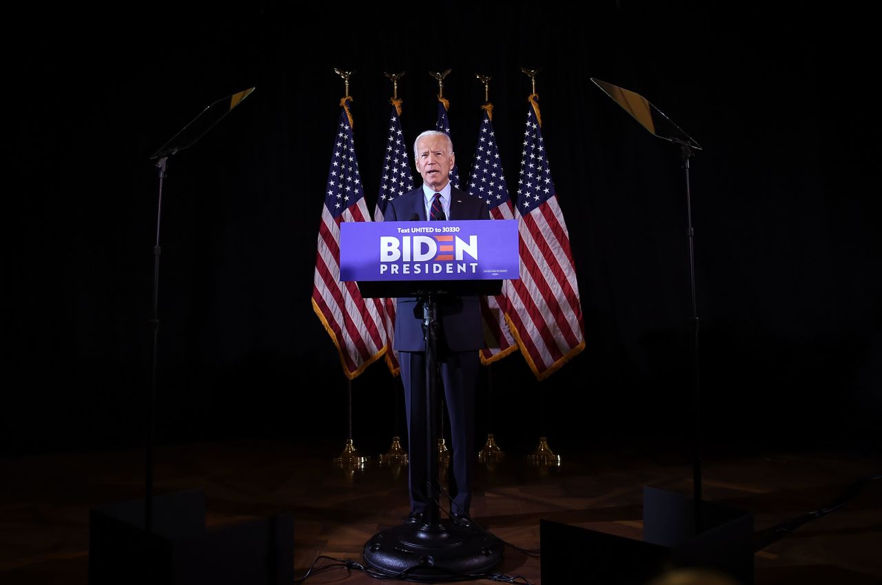 Former US Vice President Joe Biden, a Democratic presidential candidate, makes a statement to the press in Wilmington, Delaware, on Tuesday, September 24. <a href="https://www.cnn.com/2019/09/24/politics/joe-biden-trump-congress-impeach/index.html" target="_blank">He urged President Donald Trump to cooperate with lawmakers</a> or face impeachment.