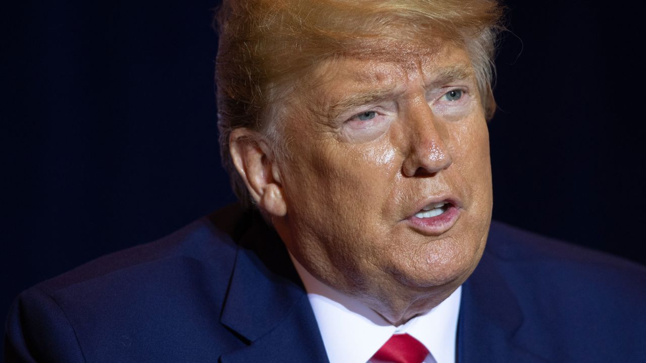 TOPSHOT - US President Donald Trump speaks prior to meet with Prime Minister Lee Hsien Loong of Singapore during a meeting on the sidelines of the UN General Assembly in New York, September 23, 2019. (Photo by SAUL LOEB / AFP)        (Photo credit should read SAUL LOEB/AFP/Getty Images)