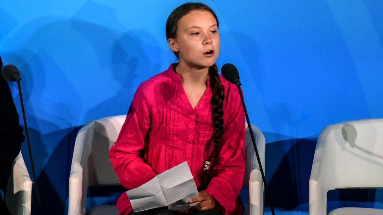 Youth activist Greta Thunberg speaking at the Climate Action Summit in New York earlier this year.
