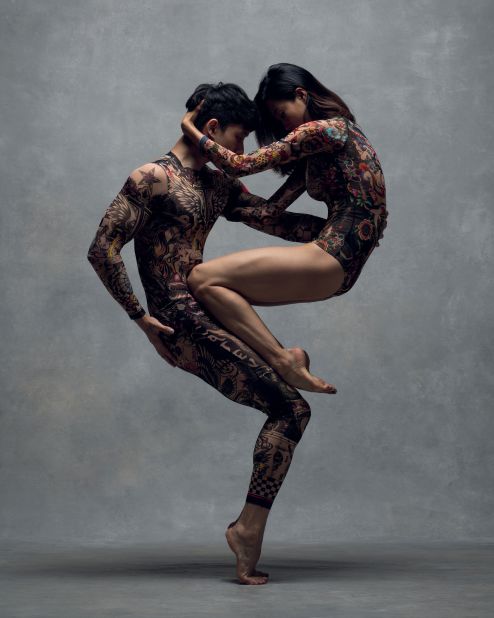 Bruce Zhang of American Ballet Theatre and WanTing Zhao, a soloist at San Francisco Ballet wear bodysuits by DSquared2. 