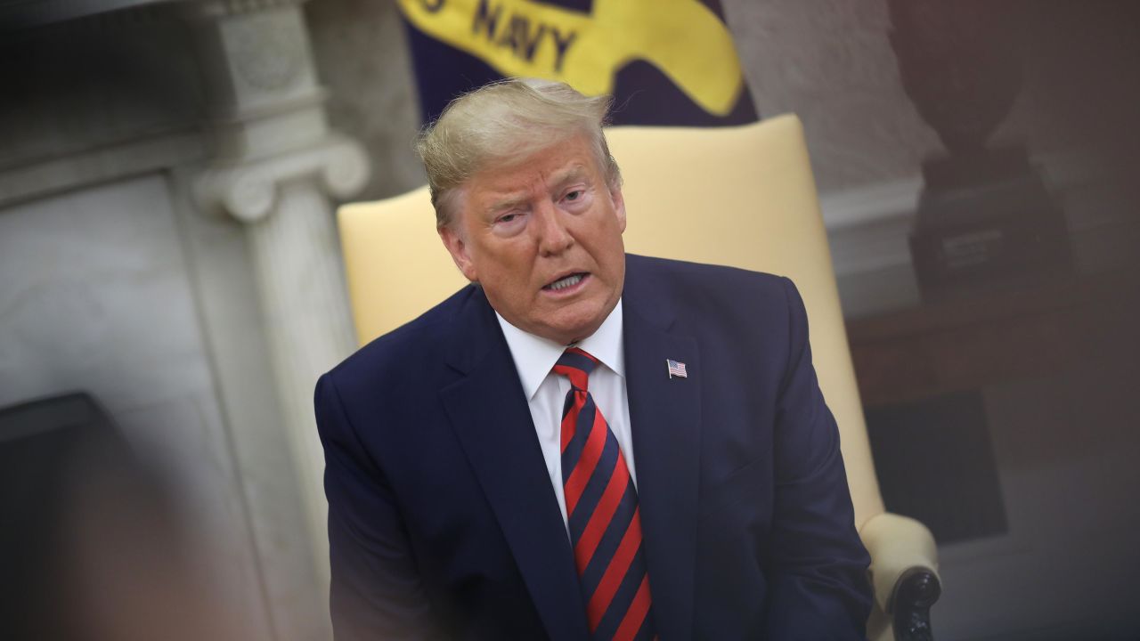 WASHINGTON, DC - SEPTEMBER 20: U.S. President Donald Trump speaks in the Oval Office while meeting with Australian Prime Minister Scott Morrison September 20, 2019 in Washington, DC. Trump announced that the U.S. has issued new sanctions on Iran's central bank at the "highest level". (Photo by Win McNamee/Getty Images)