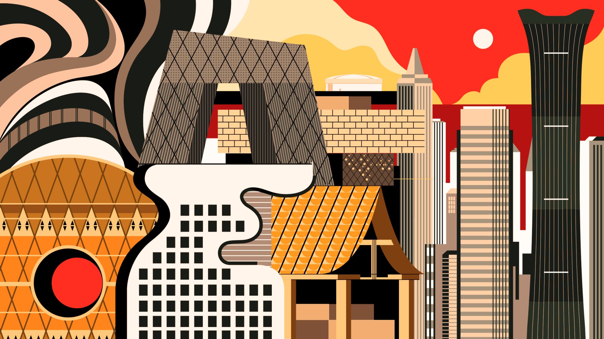 architecture china style illustration