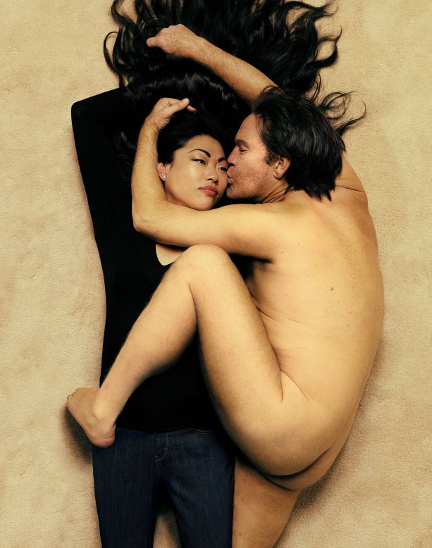 Annie Leibovitz's famous <a href="https://www.npg.org.uk/collections/search/portrait/mw09608/Yoko-Ono-John-Lennon" target="_blank" target="_blank">photograph</a> of John Lennon and Yoko Ono from 1980 was commissioned as a cover shot for Rolling Stone magazine. The original was taken just a few hours before John Lennon was shot outside his Manhattan apartment. It is the only image in Miller's series in which Malkovich doesn't appear alone: the woman is a neighbor of Miller's, whom he asked to participate in the shoot after seeing her walking her dog.