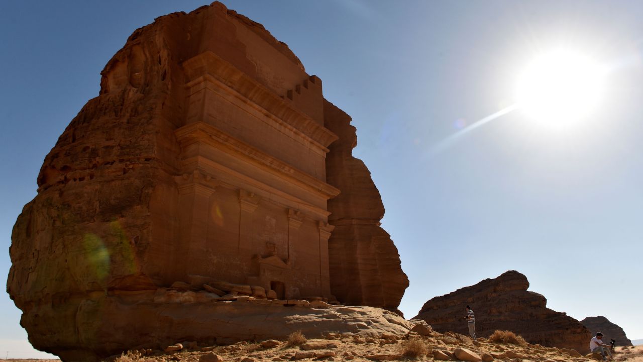 <strong>Saudi tourist attractions: </strong>The beautiful sandstone<strong> Qasr al-Farid tomb</strong> is part of the Al-Hijr UNESCO World Heritage site, near Saudi Arabia's northwestern town of al-Ula.