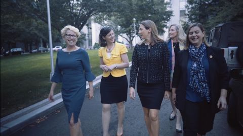 From left to right, Rep. Chrissy Houlahan of Pennsylvania, Rep. Elaine Luria of Virginia, Rep. Mikie Sherill of New Jersey, Rep. Abigail Spanberger of Virginia and Rep. Elissa Slotkin of Michigan.