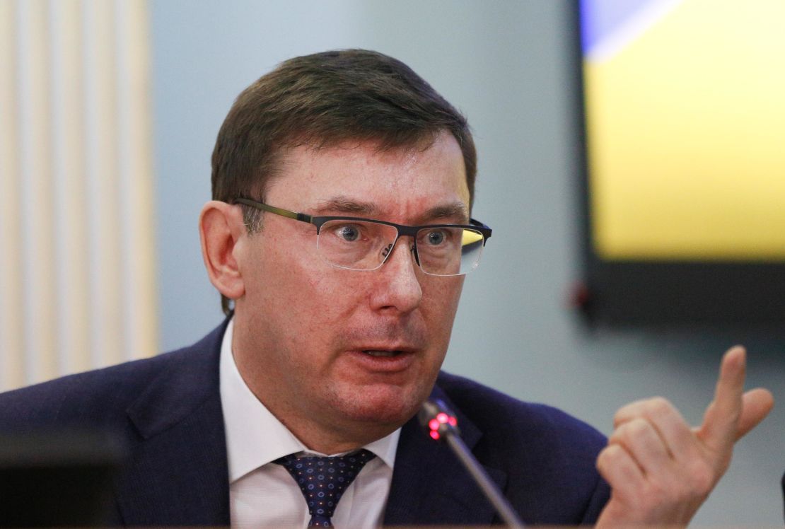 Yuriy Lutsenko speaks during a briefing at the Central Election Commission in Kiev on March 12, 2019. 