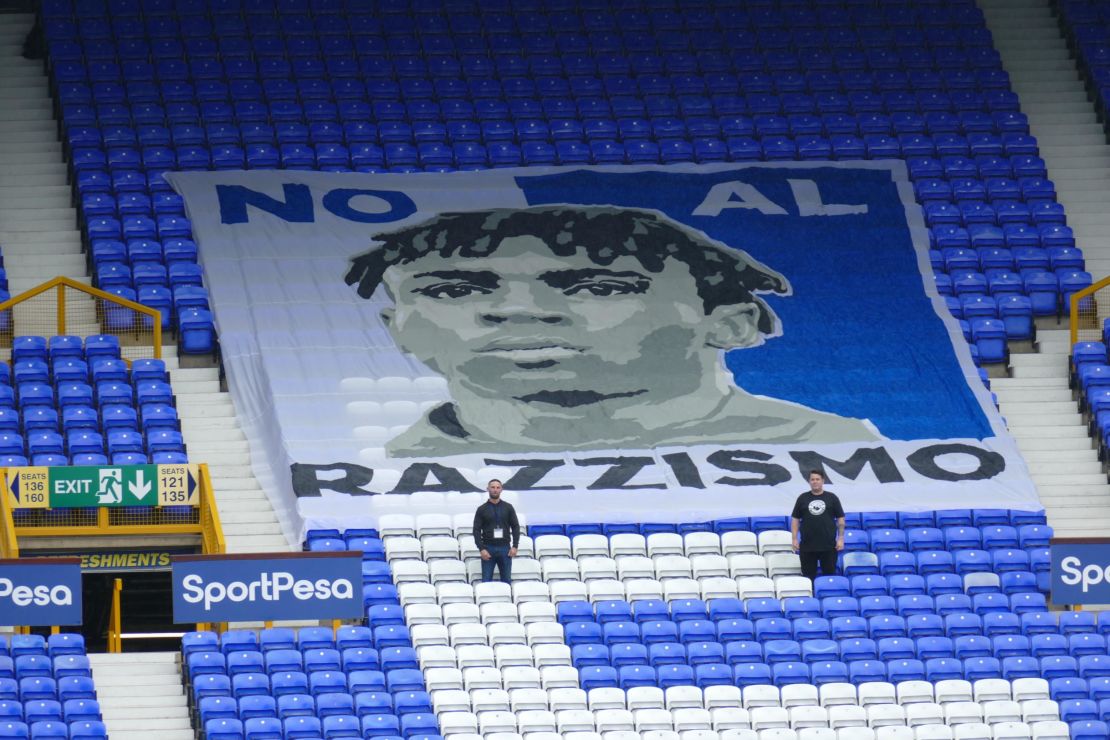 The banner that will be on display in the Howard Kendall Lower Gwladys Street End of Goodison Park.