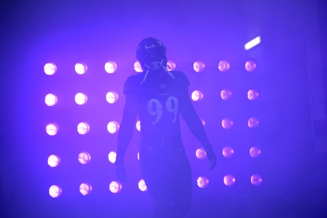 Baltimore Ravens linebacker Matt Judon is introduced prior to an NFL football game against the Cleveland Browns in Baltimore on Sunday, September 29.