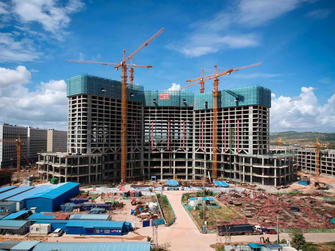 To the east of Sihanoukville, a new complex housing casinos and luxury condos is going up. Locals have nicknamed it "Chinatown".