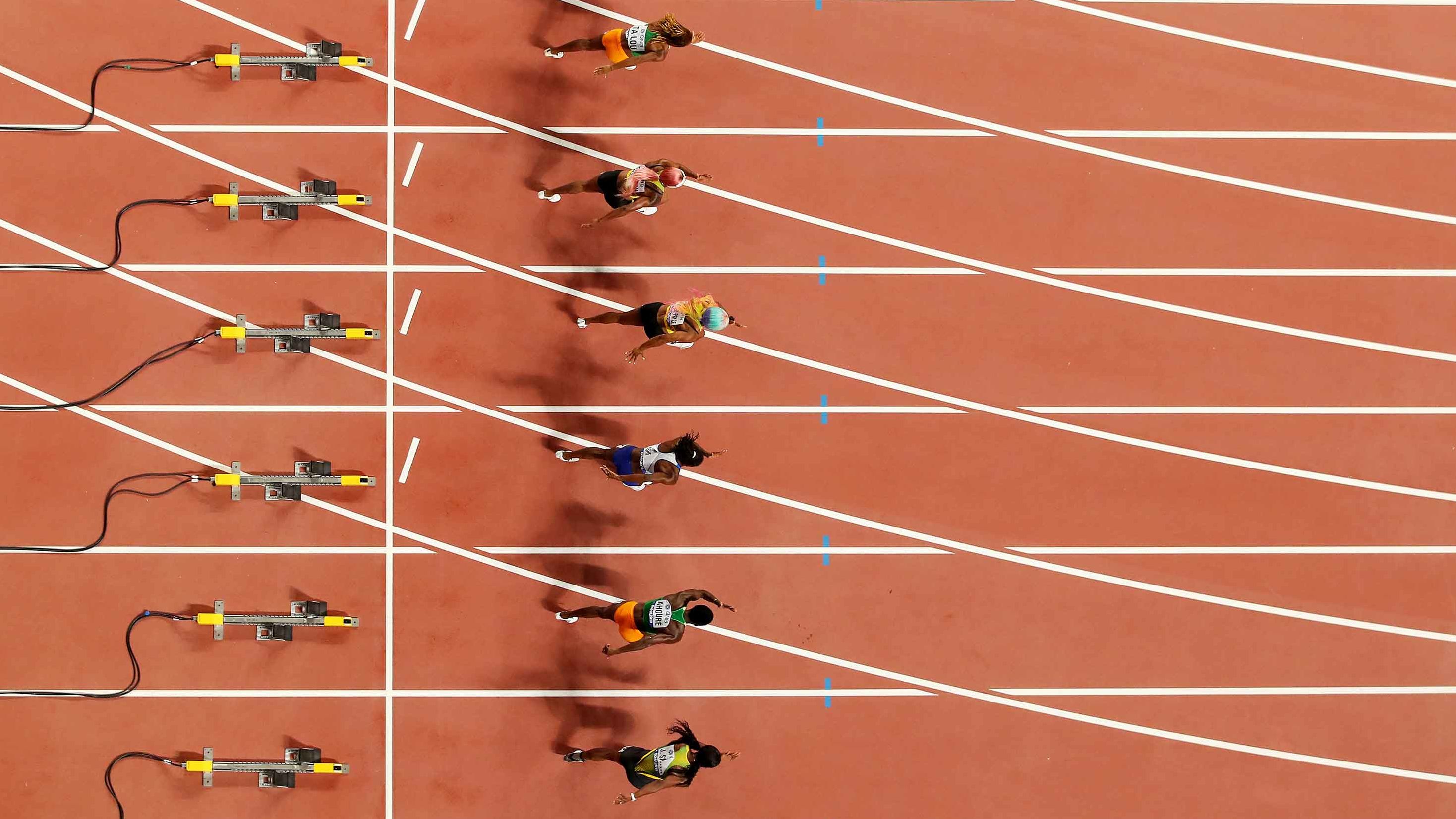 The starting-block cameras were used in the 100 meters and hurdle sprints.