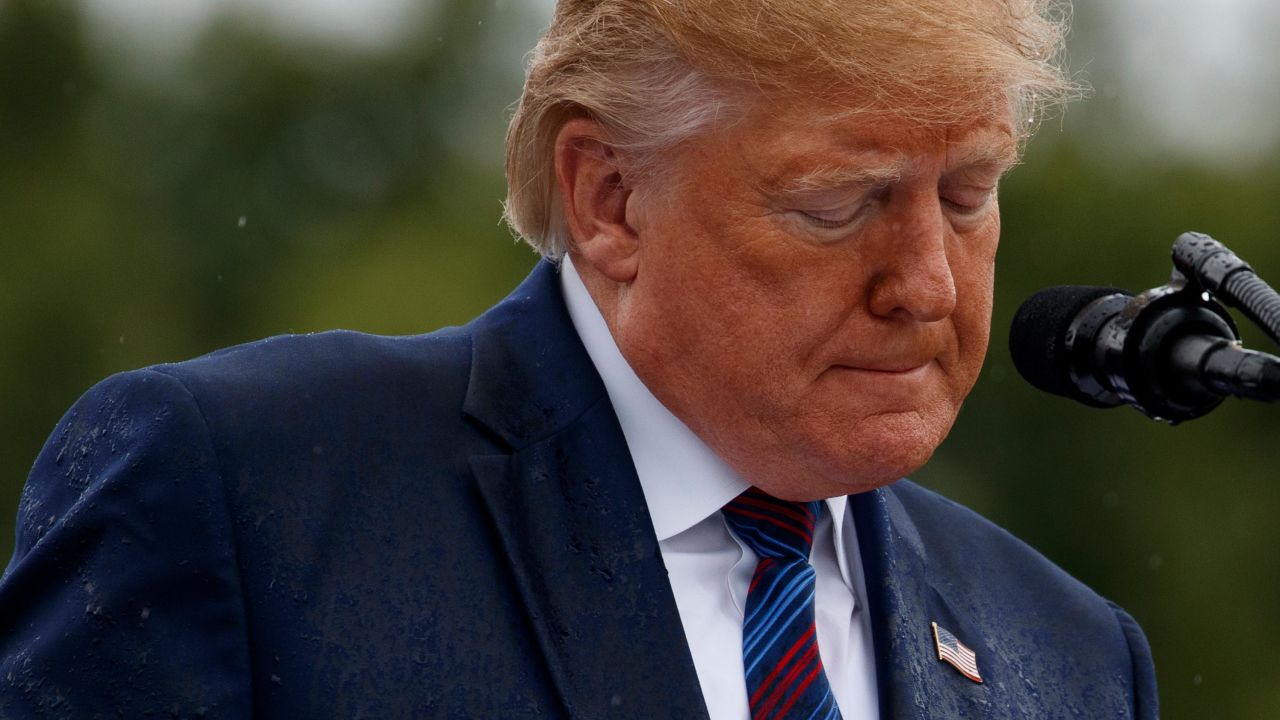 President Donald Trump speaks during an Armed Forces welcome ceremony for the new chairman of the Joint Chiefs of Staff, Gen. Mark Milley, Monday, September 30, 2019, at Joint Base Myer-Henderson Hall, Virginia.