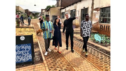 The Duchess mingles in Victoria Yards, Johannesburg.