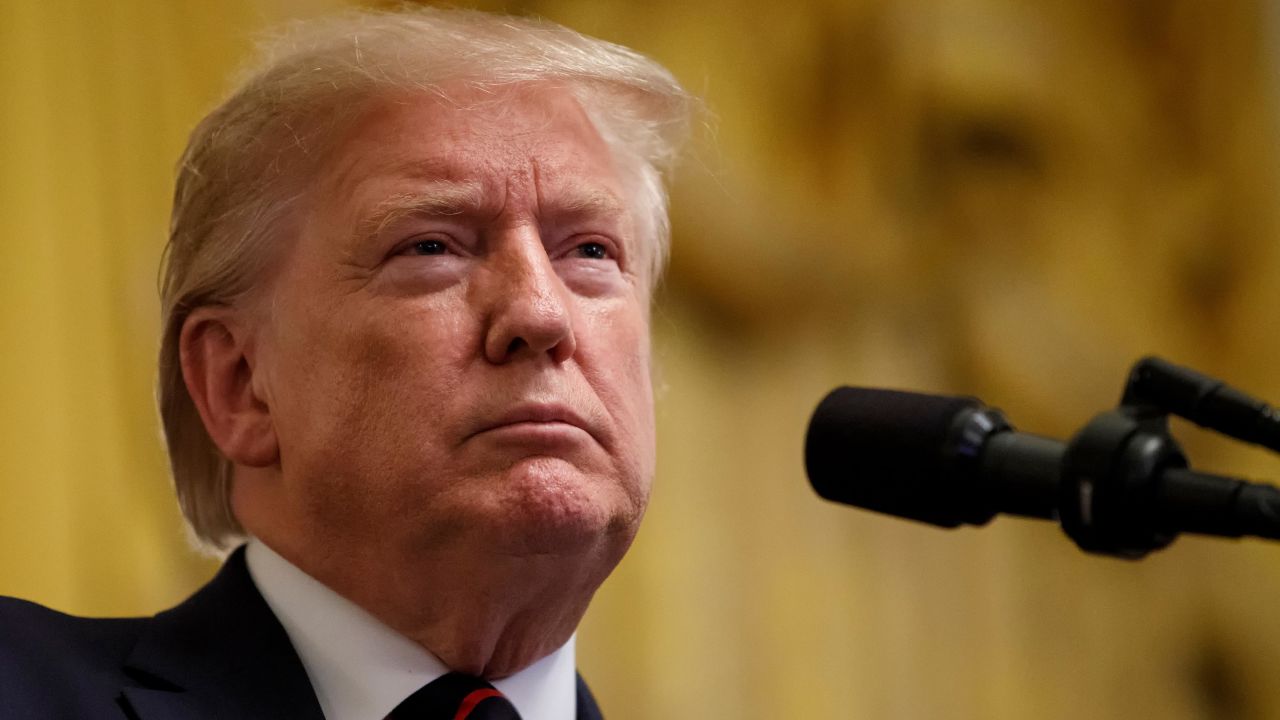 President Donald Trump pauses as he speaks at the Hispanic Heritage Month Reception in the East Room of the White House in Washington, Friday, September 27, 2019.