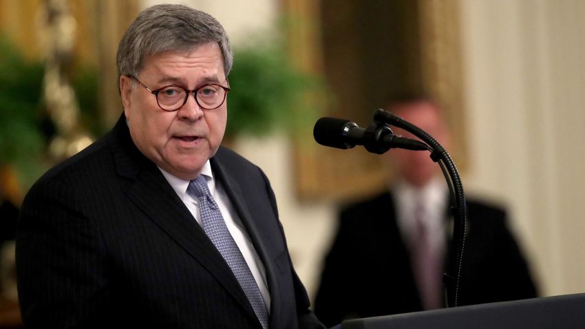 U.S. Attorney General William Barr delivers remarks during a White House ceremony September 9, 2019 in Washington, DC.