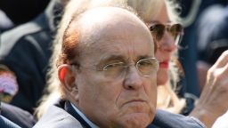 Former New York City Mayor Rudy Giuliani(2ndL) attends the signing of HR 1327, an act to permanently authorize the September 11th victim compensation fund by US President Donald Trump during a ceremony in the Rose Garden of the White House in Washington, DC, July 29, 2019. (Photo by SAUL LOEB / AFP)        (Photo credit should read SAUL LOEB/AFP/Getty Images)