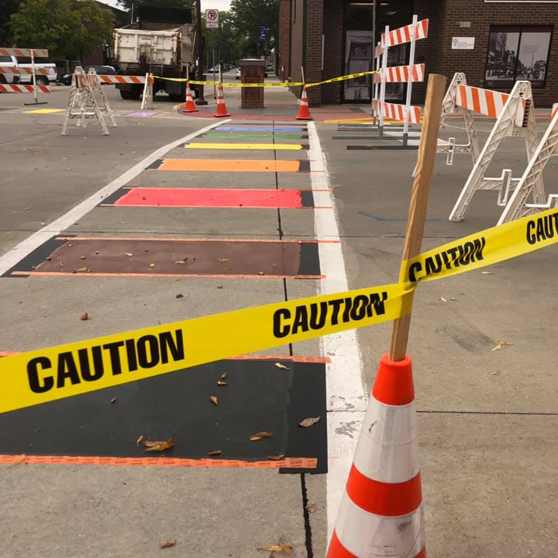 The inclusive crosswalks in Ames feature a minority-inclusive pride rainbow, gender nonbinary pride colors and transgender pride colors.