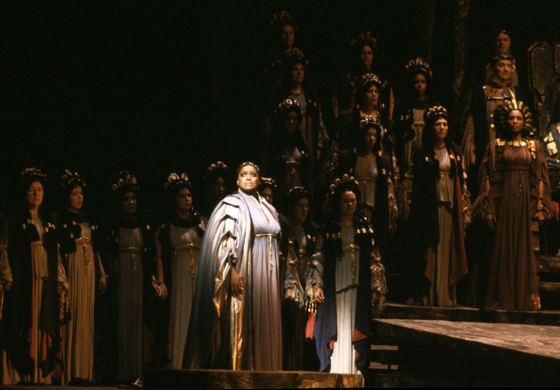 This 1983 photo shows soprano Jessye Norman as Cassandre in Berlioz' "Les Troyens," the role of her Metropolitan Opera debut in New York.