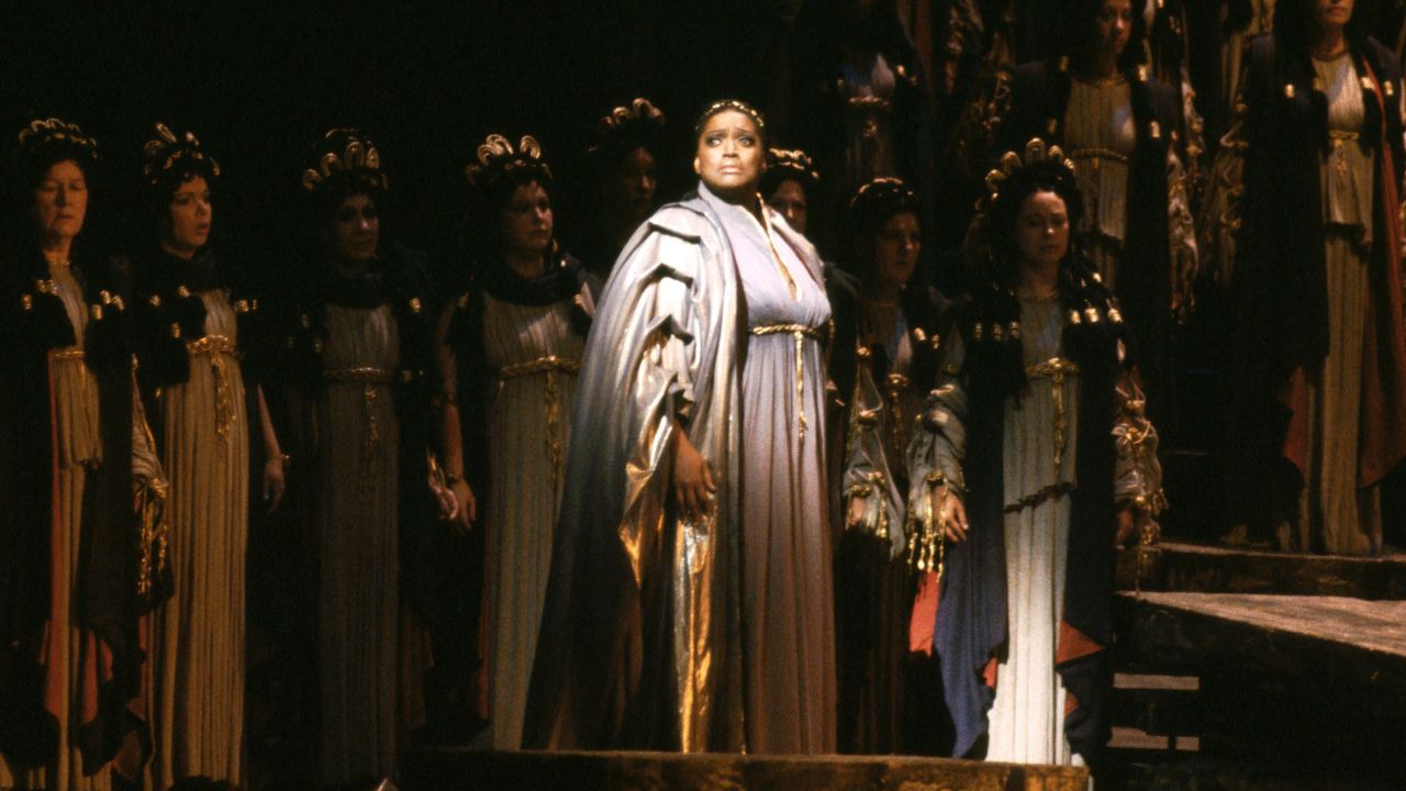 This 1983 photo shows soprano Jessye Norman as Cassandre in Berlioz' "Les Troyens," the role of her Metropolitan Opera debut in New York. 
