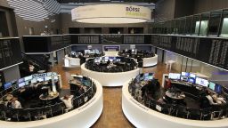 Traders work at the stock exchange in Frankfurt am Main, western Germany, on March 20, 2019. - Shares in German chemicals and pharmaceuticals giant Bayer plunged as markets opened Wednesday, March 230, 2019, after a second US jury ruled that blockbuster pesticide Roundup -- made by recently-acquired Monsanto -- causes cancer.     (Photo credit should read DANIEL ROLAND/AFP/Getty Images)