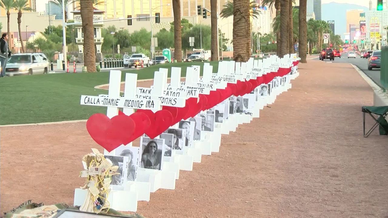 Greg Zanis returned to Las Vegas to place homemade crosses for the 2nd anniversary of the massacre.