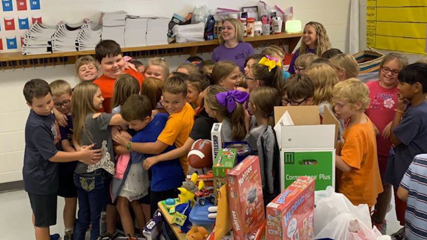 Third-graders surprise classmate with toy drive after he lost all his belongings in a house fire.