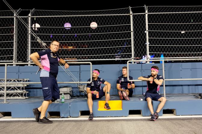 <strong>Waiting for the flag: </strong>Pit lane technicians gear up for the Formula One weekend in Singapore.