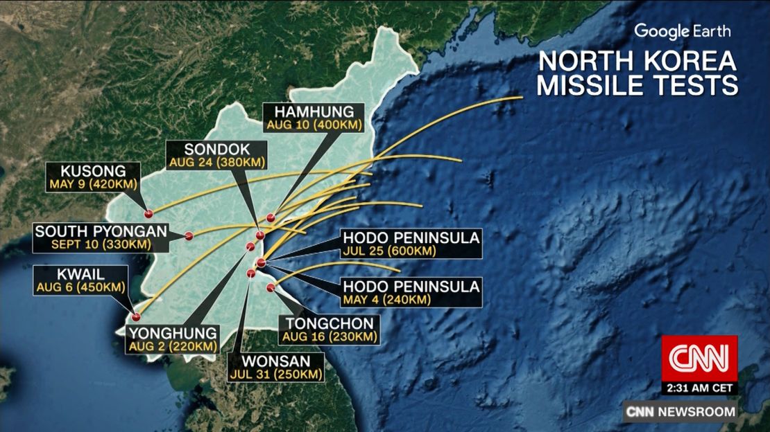 Google Maps North Korea Missile Tests