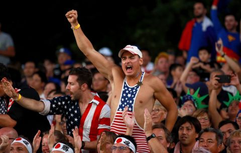 The USA's performance didn't prevent its fans from having a nice time, as they turned out in force in the Fukuoka Hakatanomori Stadium to support their country.