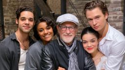 Director Steven Spielberg with the cast of 'West Side Story'