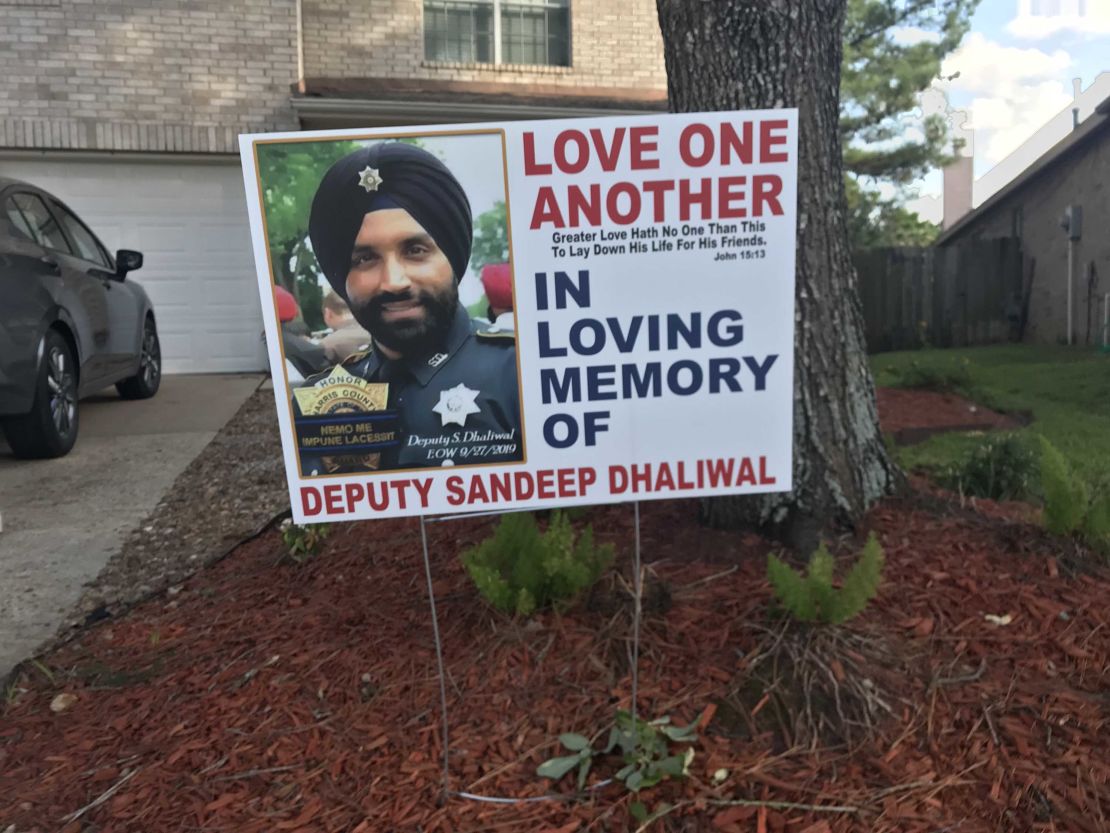 This tribute to Dhaliwal can be seen in yards all over northwest Houston.