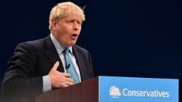 Britain's Prime Minister Boris Johnson delivers his keynote speech to delegates on the final day of the annual Conservative Party conference at the Manchester Central convention complex, in Manchester, north-west England on October 2, 2019. - Prime Minister Boris Johnson was set to unveil his plan for a new Brexit deal at his Conservative party conference Wednesday, warning the EU it is that or Britain leaves with no agreement this month. Downing Street said Johnson would give details of a "fair and reasonable compromise" in his closing address to the gathering in Manchester, and would table the plans in Brussels the same day. (Photo by Ben STANSALL / AFP) (Photo by BEN STANSALL/AFP via Getty Images)