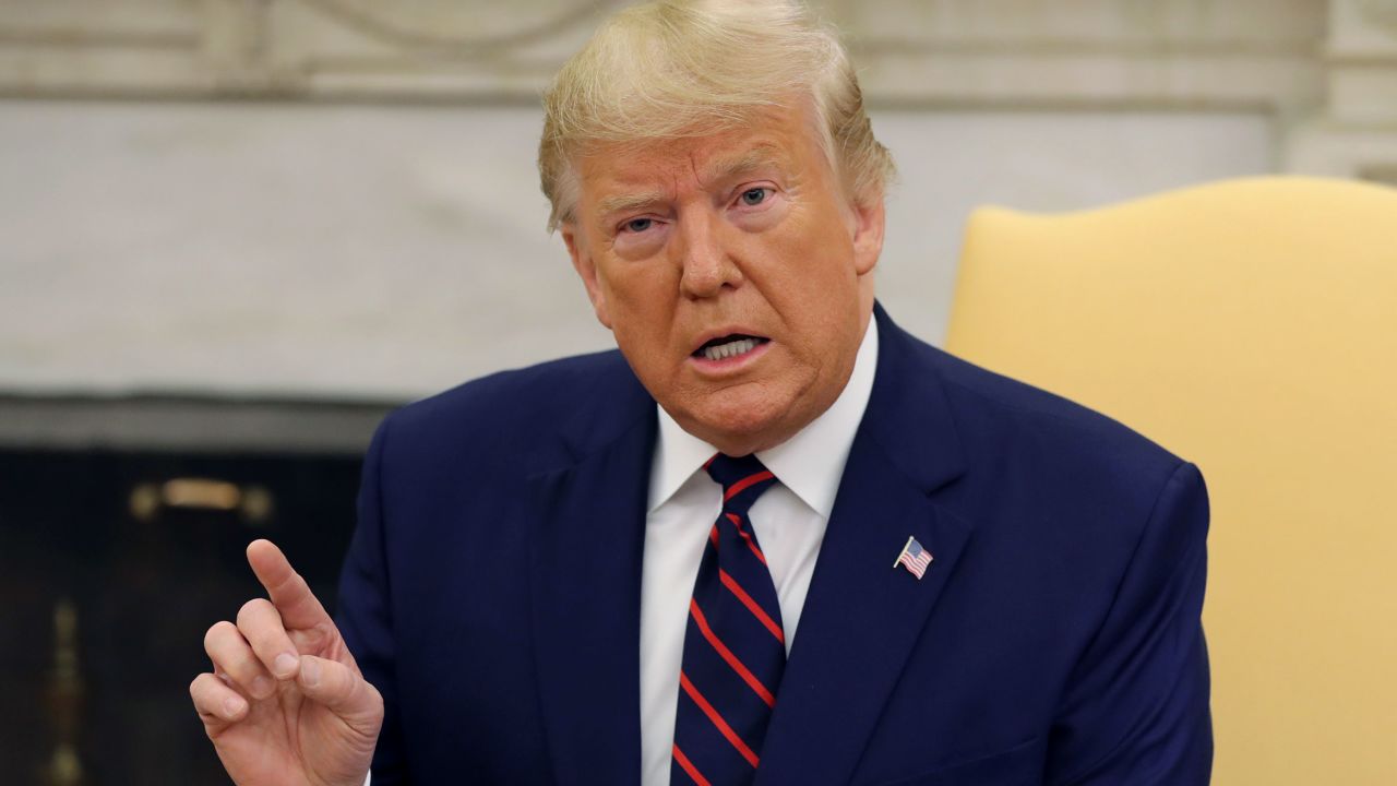 President Donald Trump speaks to the press during Finnish President Sauli Niinisto's visit to the White House in October.