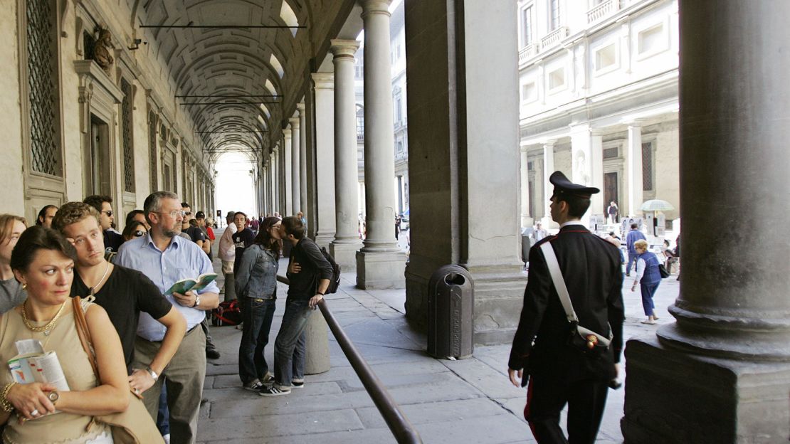 Florence's art galleries, including the Uffizi (pictured), have been assailed by overtourism.