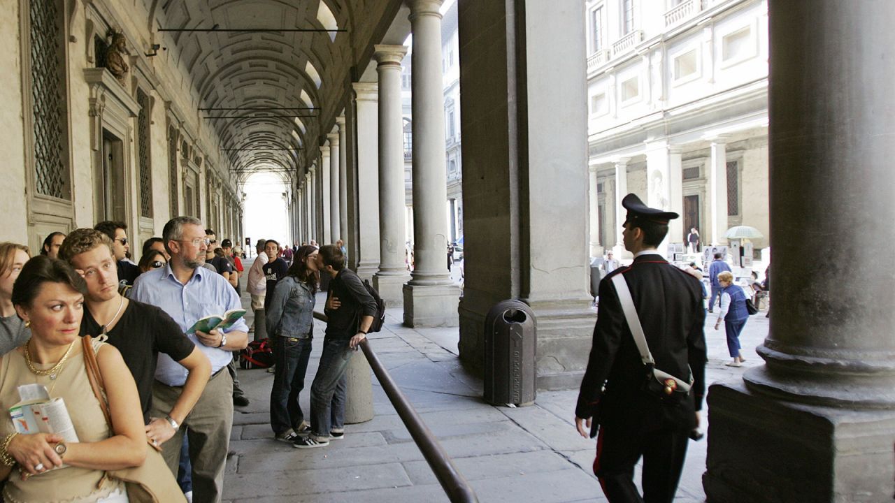 Florence's art galleries, including the Uffizi (pictured), have been assailed by overtourism.